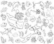 tous les animaux de la mer et marin dessin à colorier