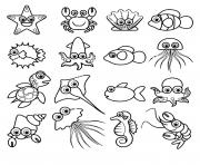 les petits animaux marins pour enfants kawaii dessin à colorier