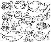 animaux marin mignon dessin à colorier
