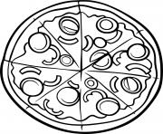 Coloriage pizza carbonara avec mozzarella et parmesan dessin
