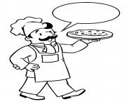 Coloriage logo pizza chef restaurant dessin