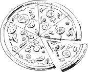 Coloriage deux pizzas fromages pepperoni dessin