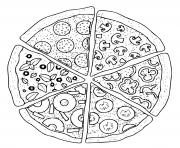 plusieurs garnitures de pizzas dessin à colorier