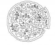 Coloriage pizza kawaii dessin