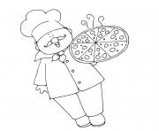 chef cuisine de la pizza dessin à colorier