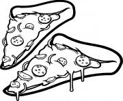 deux pizzas fromages pepperoni dessin à colorier