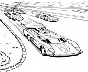 Coloriage deux voitures de course lors de circuit automobile dessin