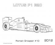Formule 1 Voiture Lotus E20 Romain Grosjean 2012 dessin à colorier