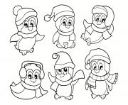 Coloriage pingouin pret pour noel avec des lumieres de sapin de noel dessin