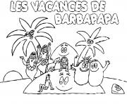 Coloriage tous les personnages de barbapapa autour dun arbre dessin