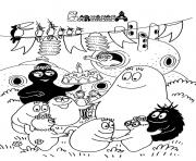 Coloriage bateau sur la mer barbapapa dessin