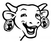 Coloriage tete de vache avec une cloche dessin