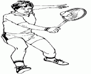 il renvoie la balle de tennis avec sa raquette dessin à colorier