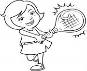 Coloriage une fille joue au tennis dessin