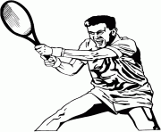 joueur de tennis en action dessin à colorier