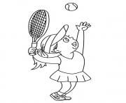 joueuse tennis fille raquette dessin à colorier