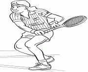 Coloriage il renvoie la balle de tennis avec sa raquette dessin