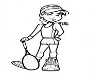 Coloriage joueuse de tennis au service dessin