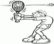 la balle tennis transperce la raquette du joueur dessin à colorier