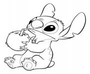 Coloriage lilo et stitch en velo dessin