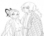 Coloriage Shinobu Kocho and Giyu Tomioka demon slayer