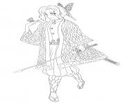Shinobu Kocho and the butterfly demon slayer dessin à colorier