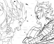 Coloriage Tanjiro and Nezuko in battle demon slayer dessin