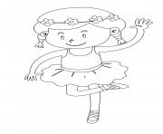 Coloriage fille danseuse simple facile dessin