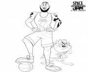 Coloriage titi est furieux avec james lebron dessin