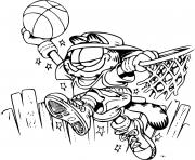 Garfield fait du basketball dessin à colorier