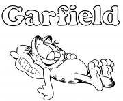 garfield adore manger et dormir dessin à colorier