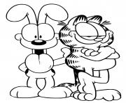 Coloriage Garfield mange une pile de crepes dessin