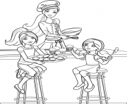 les filles preparent des cupcakes pour un anniversaire dessin à colorier