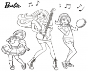 les barbies jouent de la musique band barbie music dessin à colorier