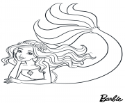 mermaid barbie sirene dessin à colorier