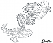 sirene barbie avec des bijoux de la mer dessin à colorier