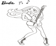 barbie joue de la musique avec sa guitare dessin à colorier