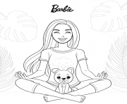 fille barbie fait de la meditation yoga pour etre zen dessin à colorier