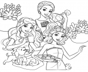 barbie et ses amis soiree entre filles dessin à colorier