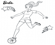 barbie joue au foot sport dessin à colorier