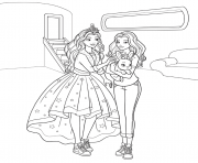 Coloriage barbie princesse avec une robe de fleurs dessin