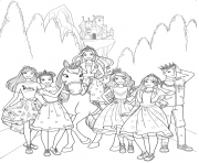 barbie princesse et ses amies avec le prince dessin à colorier