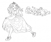 Coloriage barbie princesse et son chien sont sur un ordinateur dessin