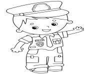 policier cartoon enfant jeune police dessin à colorier