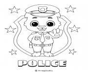 policier en habit de police stop etoiles badge dessin à colorier