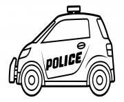 Coloriage devant de voiture de police avec gyrophare allumee dessin