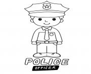 Coloriage chien policier et officier avec deux enfants dessin
