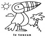 le toucan soleil palmier dessin à colorier