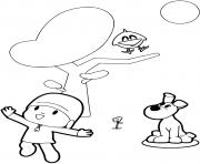 Coloriage pocoyo fait une course avec ses amis dessin
