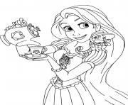 Coloriage une princesse avec des lanternes volantes dessin